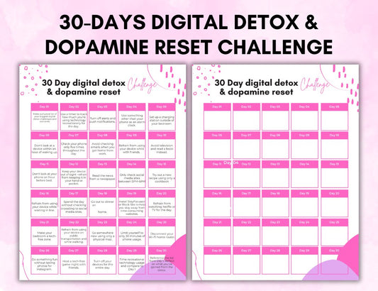 Digital Detox & Dopamine Reset Challenge (30-day printable)