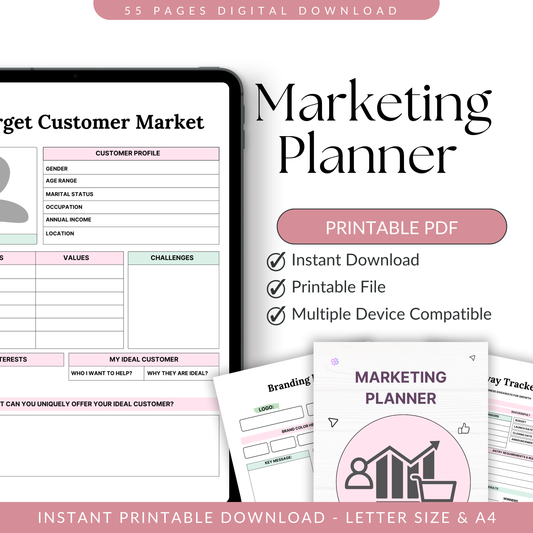 2026 Marketing Planner – Digital Content & Strategy Planner (Printable)