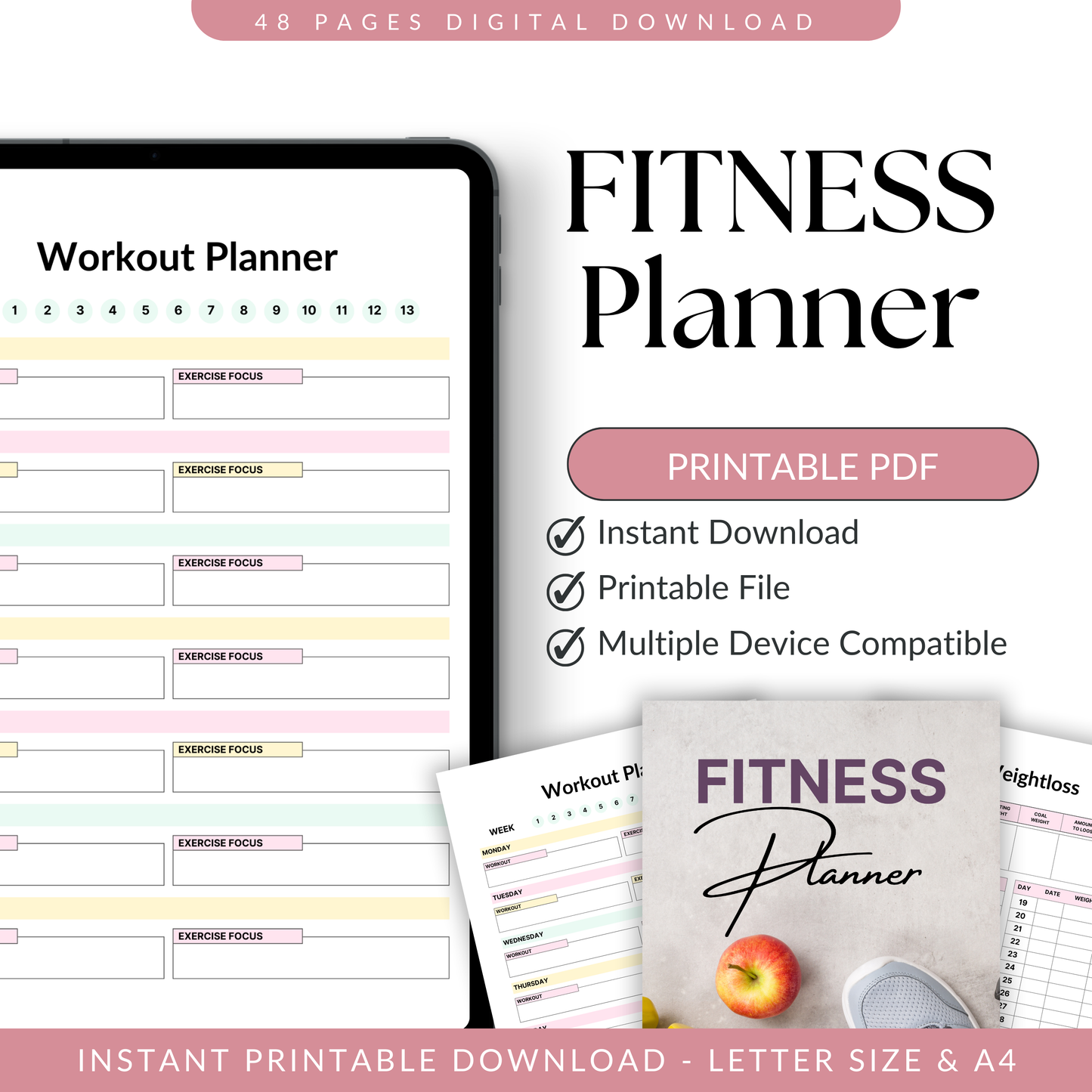 2026 Fitness Planner – Printable Workout & Health Tracker (PDF)