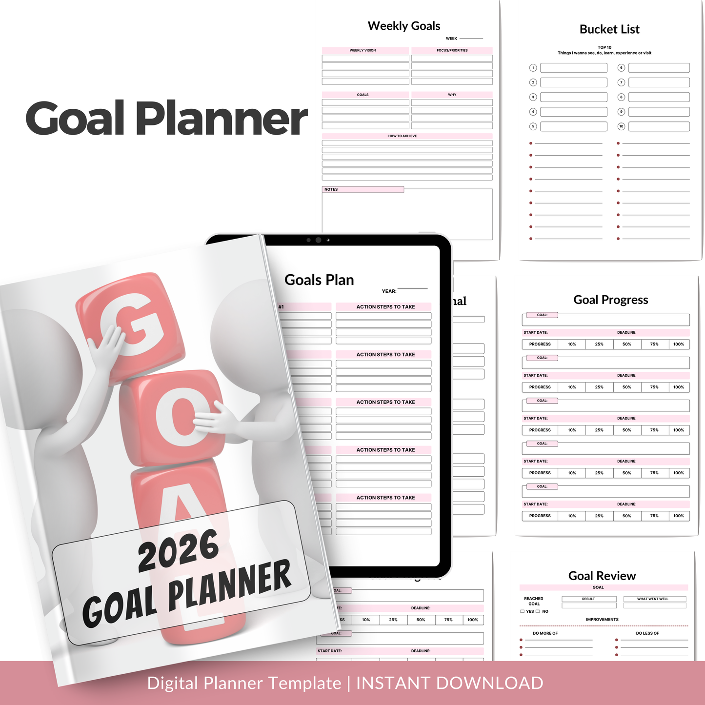 2026 Goal Planner – Goal Setting & Achievement Digital Workbook