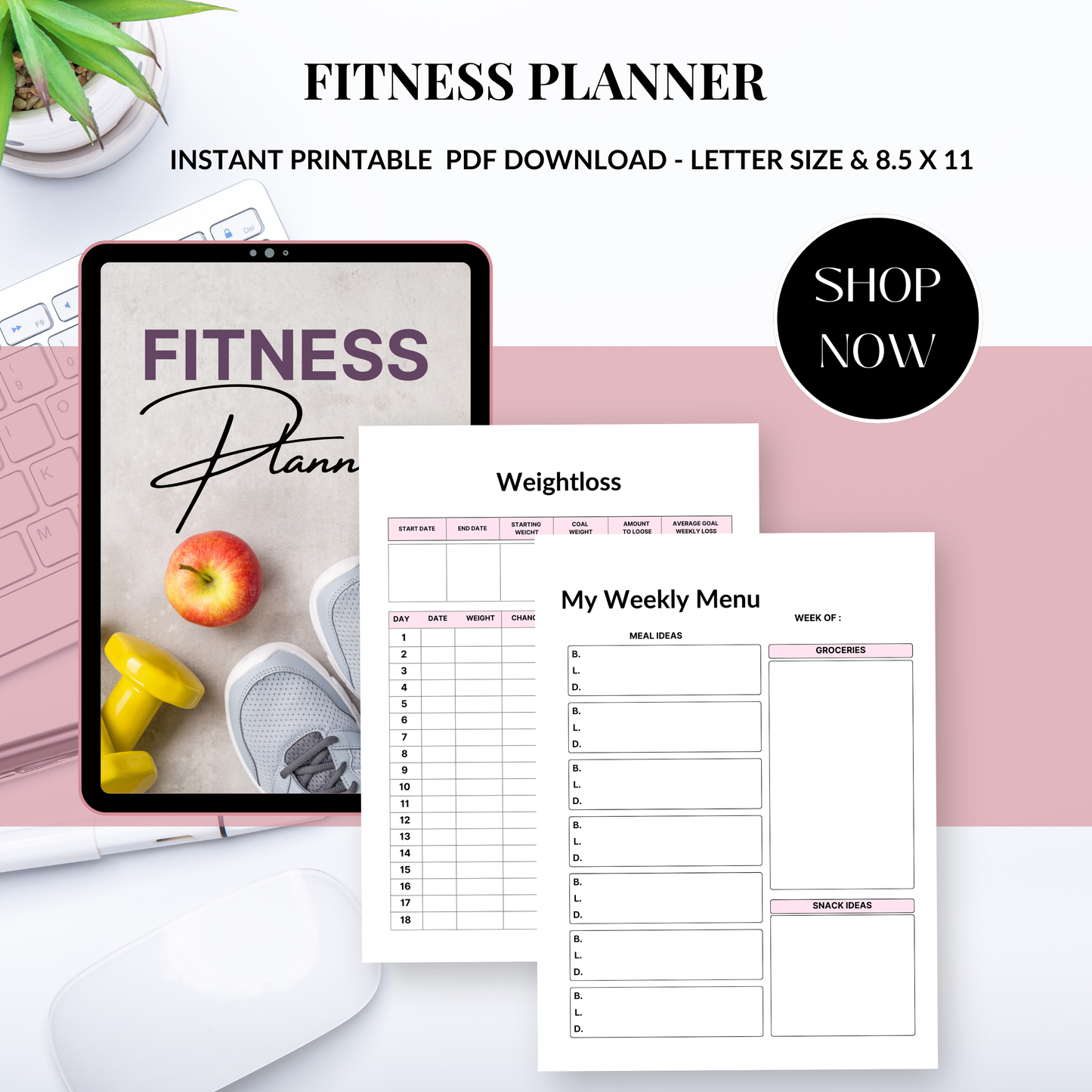 2026 Fitness Planner – Printable Workout & Health Tracker (PDF)