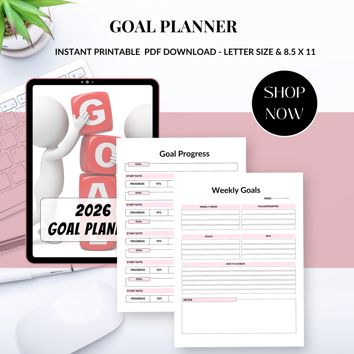 2026 Goal Planner – Goal Setting & Achievement Digital Workbook