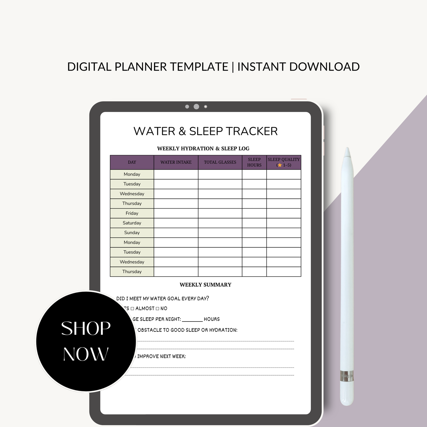 2026 Fitness & Food Journal – Printable Meal & Workout Tracker