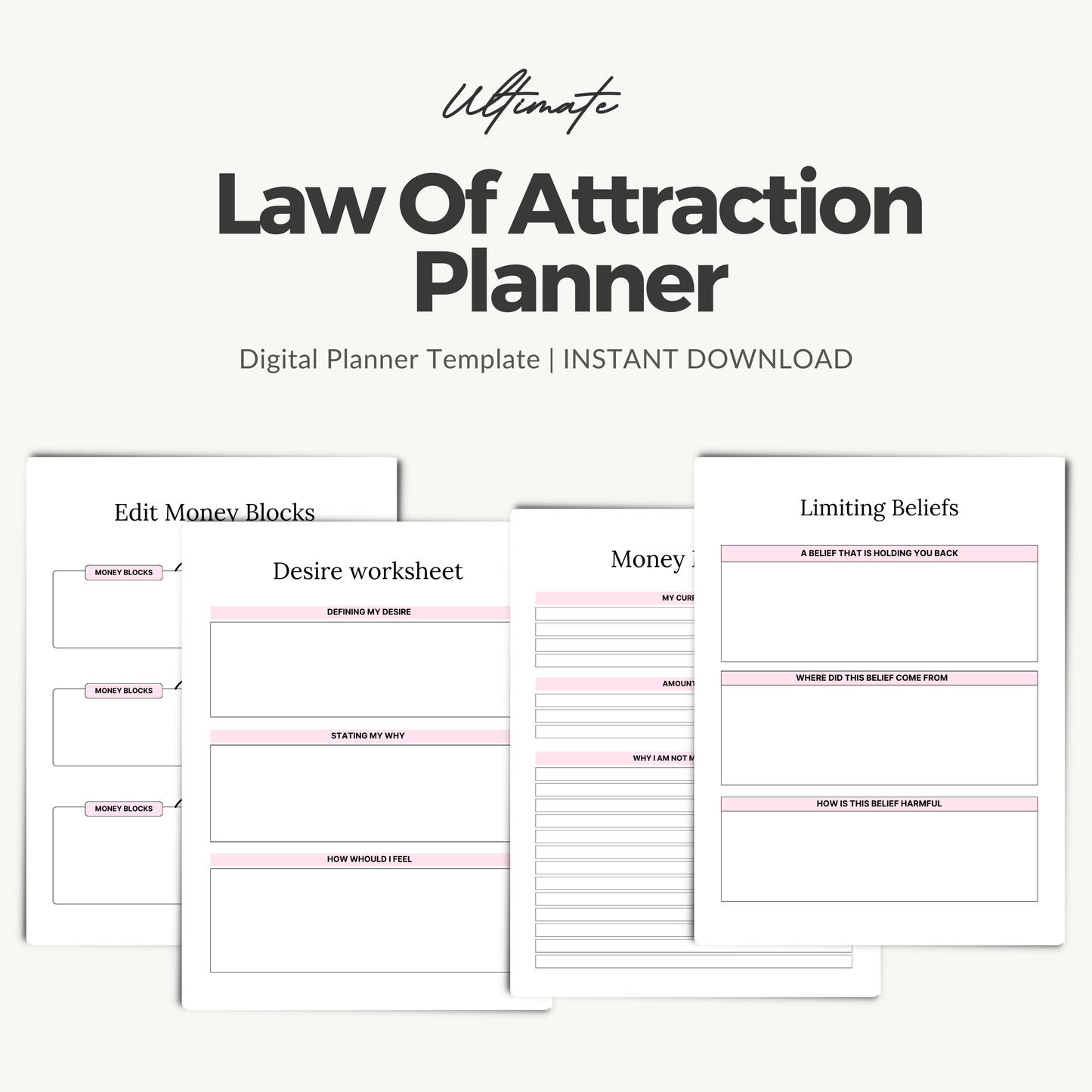 2026 Law of Attraction Planner – Manifestation Digital Journal (Printable)