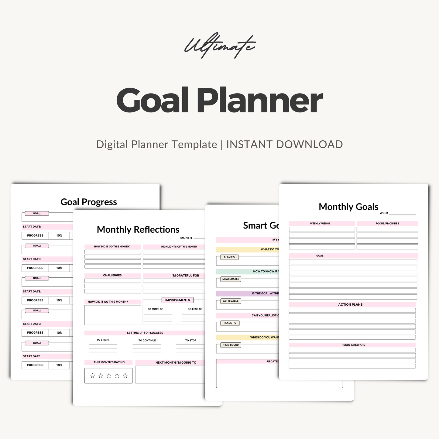 2026 Goal Planner – Goal Setting & Achievement Digital Workbook