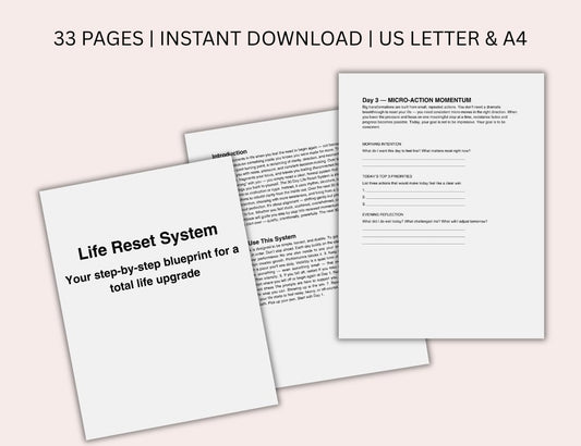 Life Reset Blueprint – 30-Day Monthly Reset Workbook (Printable & Digital)